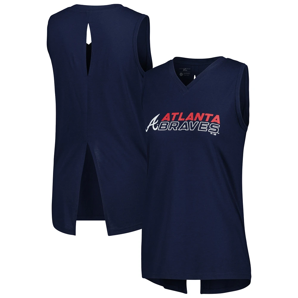 Women's Levelwear  Navy Atlanta Braves Paisley Chase V-Neck Tank Top