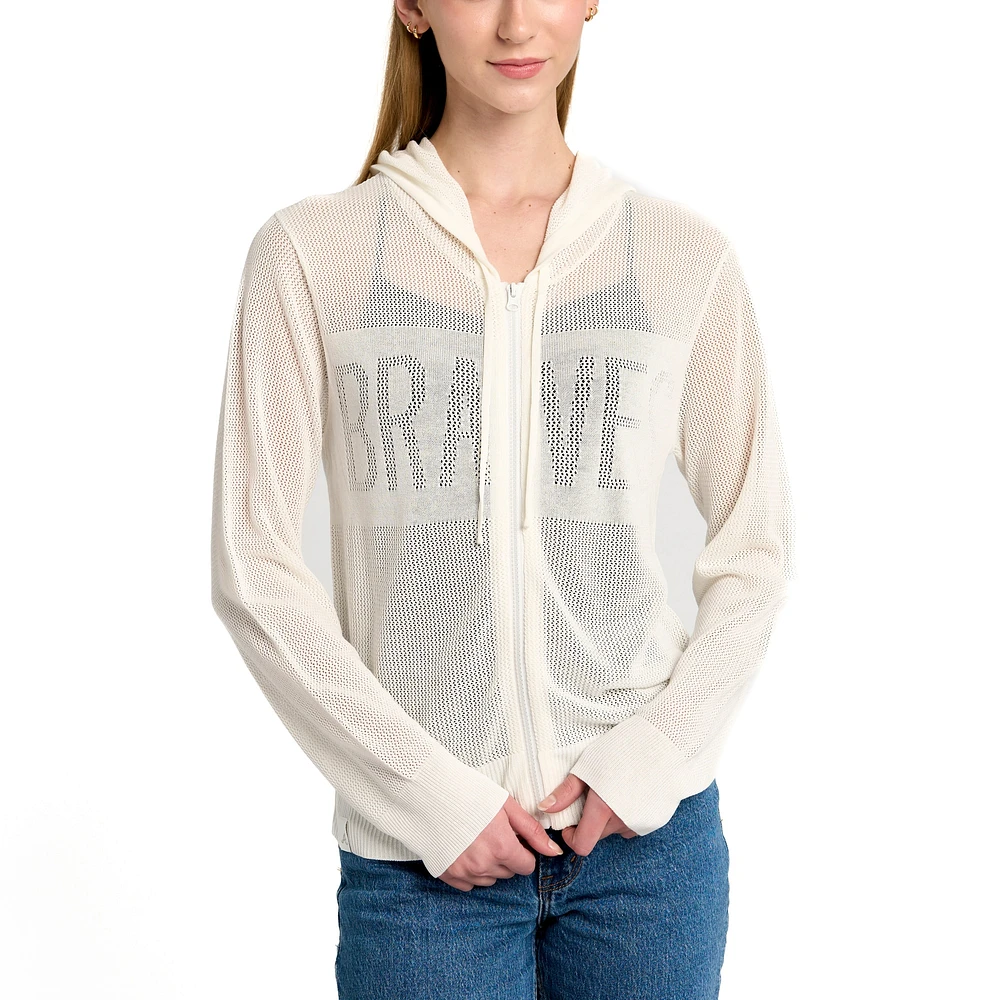 Women's Lusso Cream Atlanta Braves Summer Mesh Full-Zip Jacket