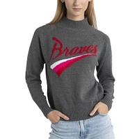 Pull Lusso gris Atlanta Braves Serena Raglan pour femme