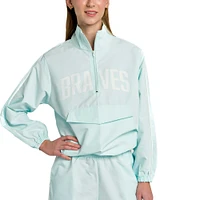 Veste à demi-zip Lusso Atlanta Braves Parker pour femme, bleu clair