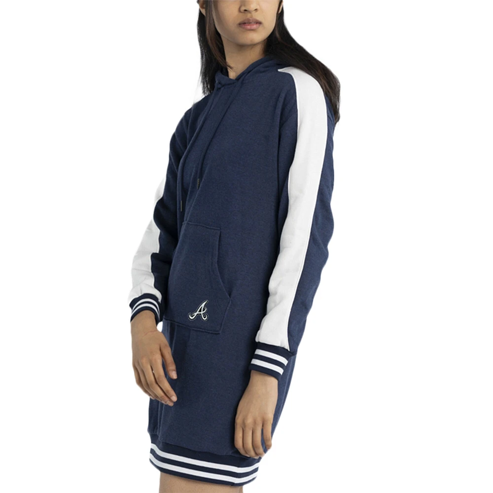 Robe à capuche en trois mélanges Lusso Navy Atlanta Braves Mara pour femmes