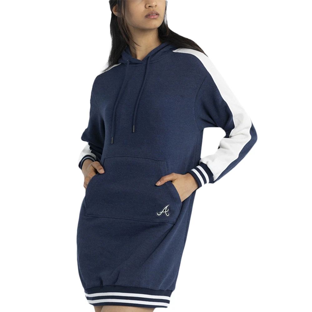 Robe à capuche en trois mélanges Lusso Navy Atlanta Braves Mara pour femmes