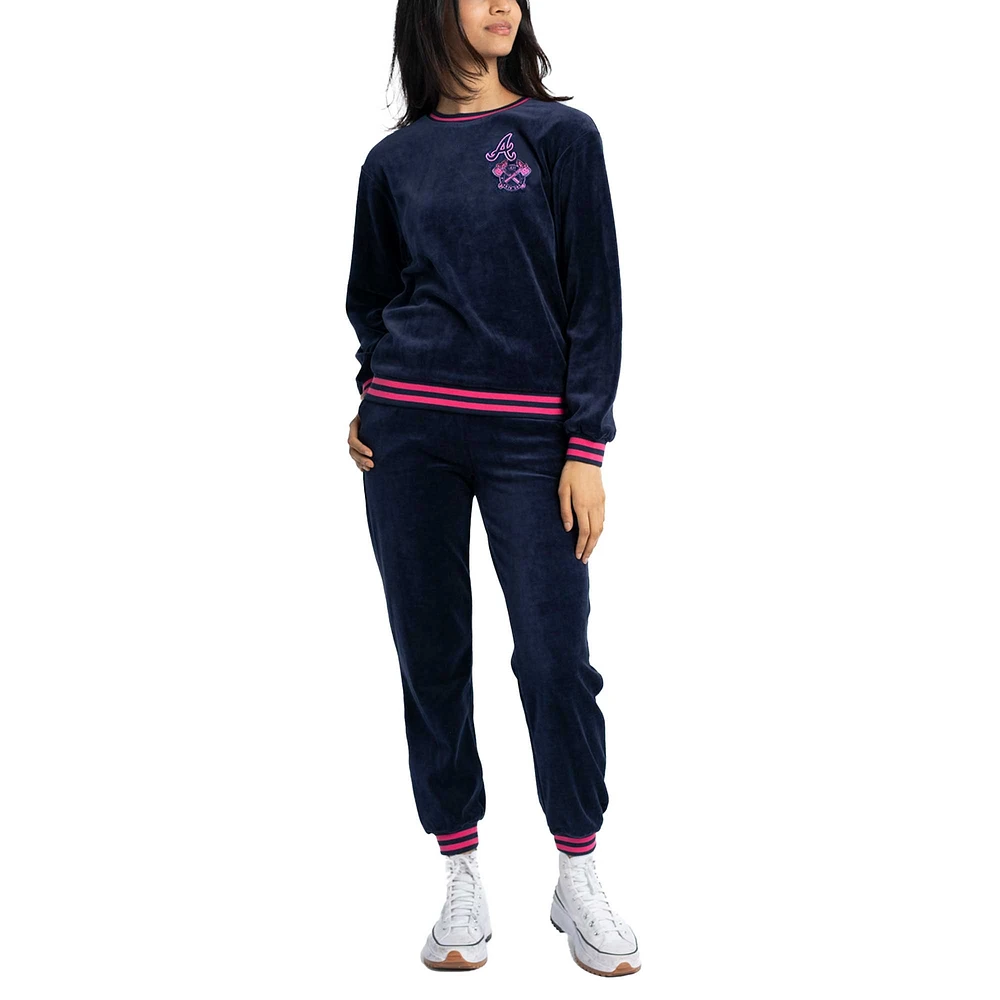 Womens Lusso  Navy Atlanta Braves Neely Naveen Set