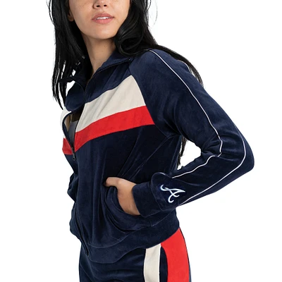 Veste entièrement zippée Lusso Navy Atlanta Braves Nixie Raglan pour femmes