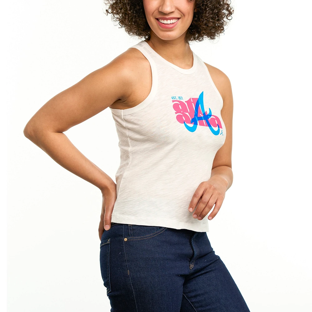 Women's Lusso White Atlanta Braves Lourdes Tank Top