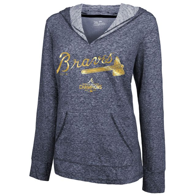 Majestic Women's Threads Navy Atlanta Braves 2022 Gold Program Wordmark T- shirt