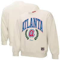 Women's Mitchell & Ness Cream Atlanta Braves Cooperstown Collection Laurel Pullover Sweatshirt