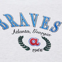 Women's Mitchell & Ness Heather Gray Atlanta Braves Cropped Toggle Pullover Sweatshirt