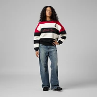 Sweat-shirt en molleton à imprimé bloc rouge/noir pour femme Mitchell & Ness des Braves d'Atlanta de la collection Cooperstown