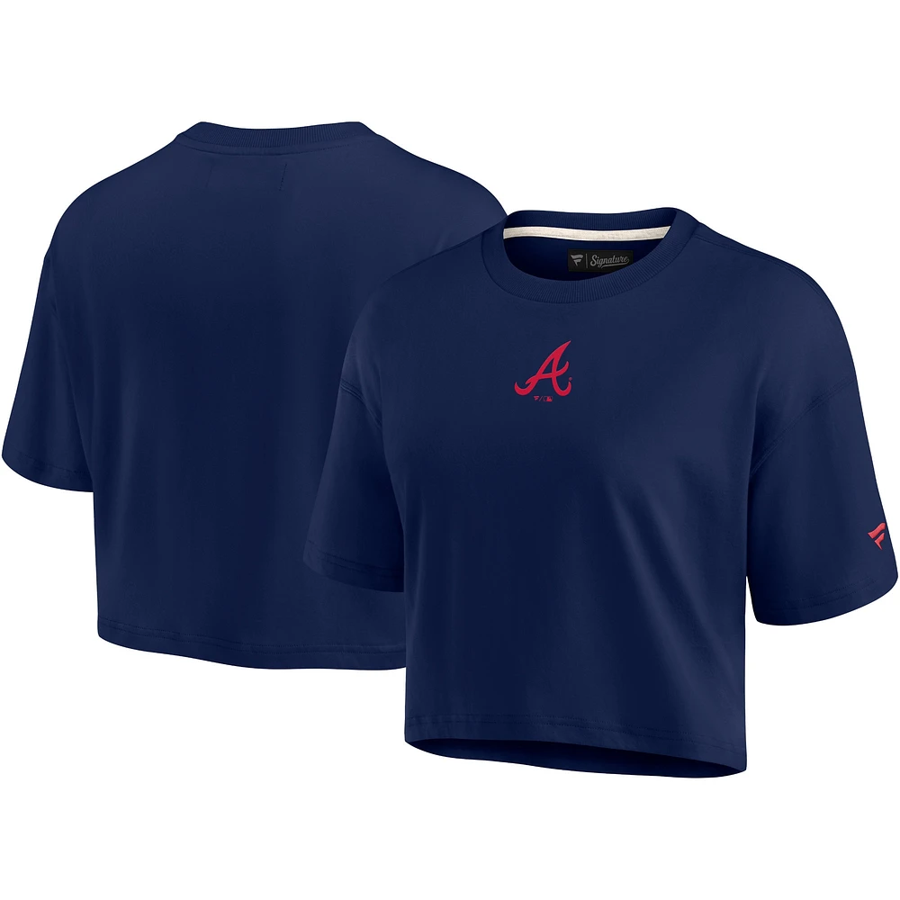 Women's Navy Atlanta Braves Elements Super Soft Boxy Cropped T-Shirt