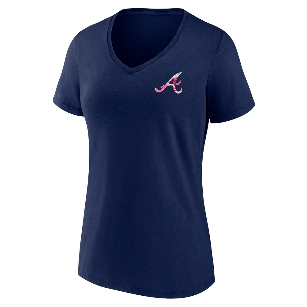 T-shirt à encolure en V pour femme bleu marine Atlanta Braves fête des mères grande taille Best Mom Ever