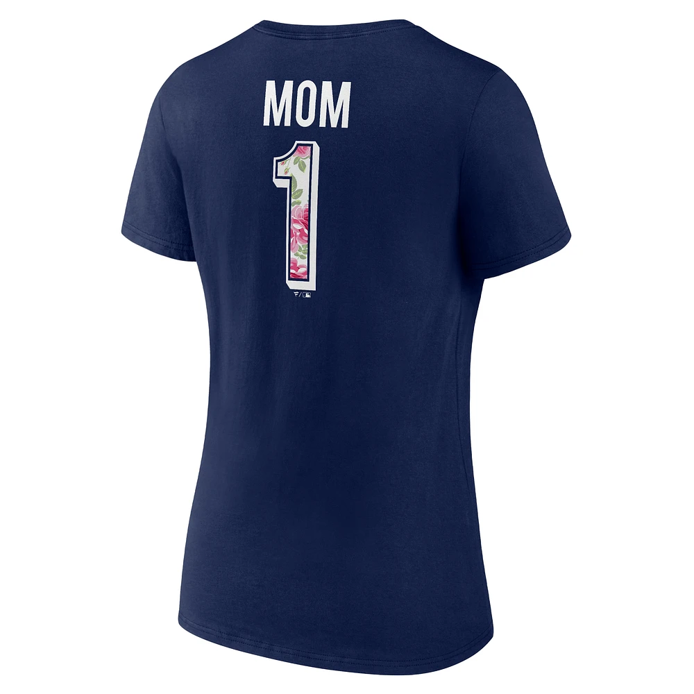 T-shirt à encolure en V pour femme bleu marine Atlanta Braves fête des mères grande taille Best Mom Ever