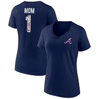 T-shirt à encolure en V pour femme bleu marine Atlanta Braves fête des mères grande taille Best Mom Ever