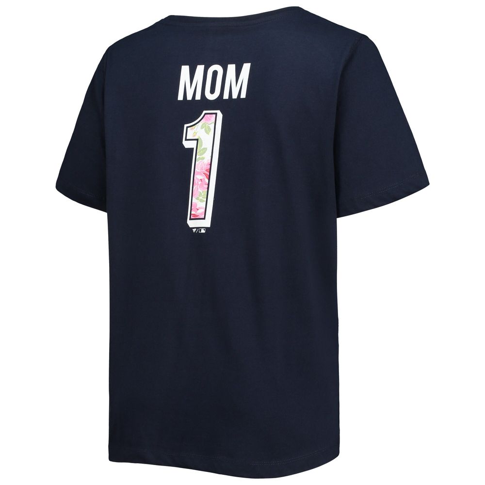 Profile Women's Navy Atlanta Braves Plus #1 Mom 2-Hit V-Neck T