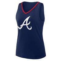 Women's  Navy Atlanta Braves Plus Sized Stellar Win V-Neck Tank Top