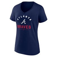 T-shirt col V bleu marine pour femme des Braves d'Atlanta