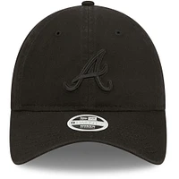 Casquette réglable New Era Atlanta Braves Core Classic II 9TWENTY pour femme, noir sur noir