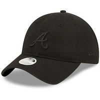 Casquette réglable New Era Atlanta Braves Core Classic II 9TWENTY pour femme, noir sur noir