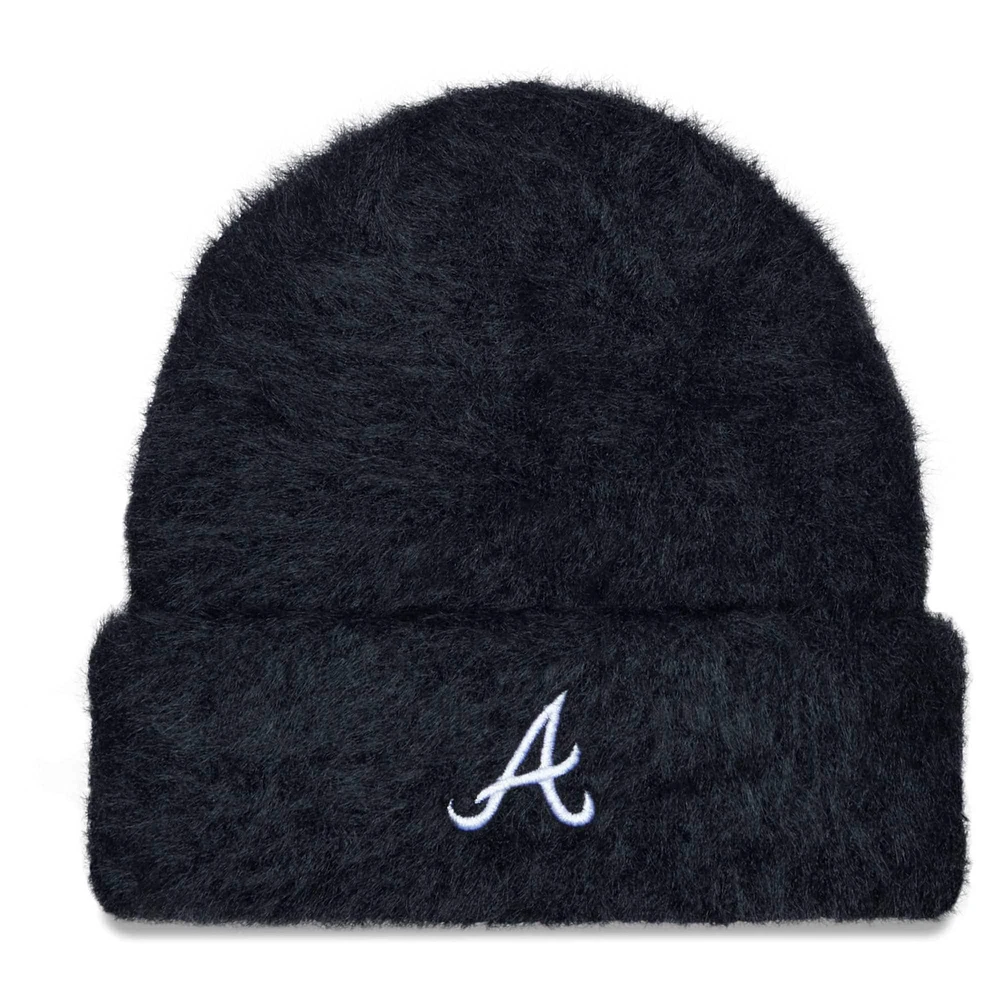 Women's New Era  Black Atlanta Braves Fuzzy Cuffed Knit Hat