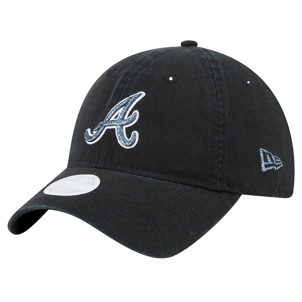 Women's New Era Black Atlanta Braves Glitz 9TWENTY Adjustable Hat