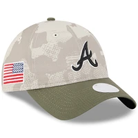 Women's New Era Light Beige/Olive Atlanta Braves 2025 Armed Forces Day 9TWENTY Adjustable Hat
