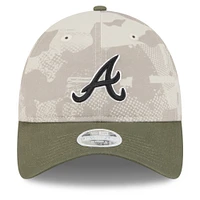 Women's New Era Light Beige/Olive Atlanta Braves 2025 Armed Forces Day 9TWENTY Adjustable Hat