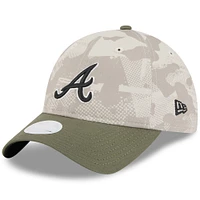 Women's New Era Light Beige/Olive Atlanta Braves 2025 Armed Forces Day 9TWENTY Adjustable Hat