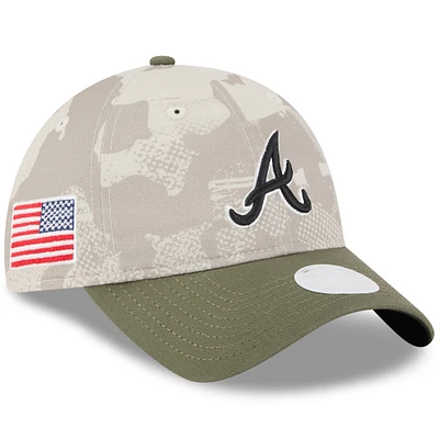 Women's New Era Light Beige/Olive Atlanta Braves 2025 Armed Forces Day 9TWENTY Adjustable Hat