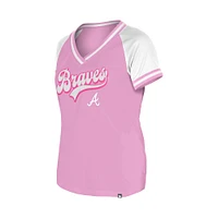 Women's New Era Light Pink Atlanta Braves Gameday V-Neck T-Shirt