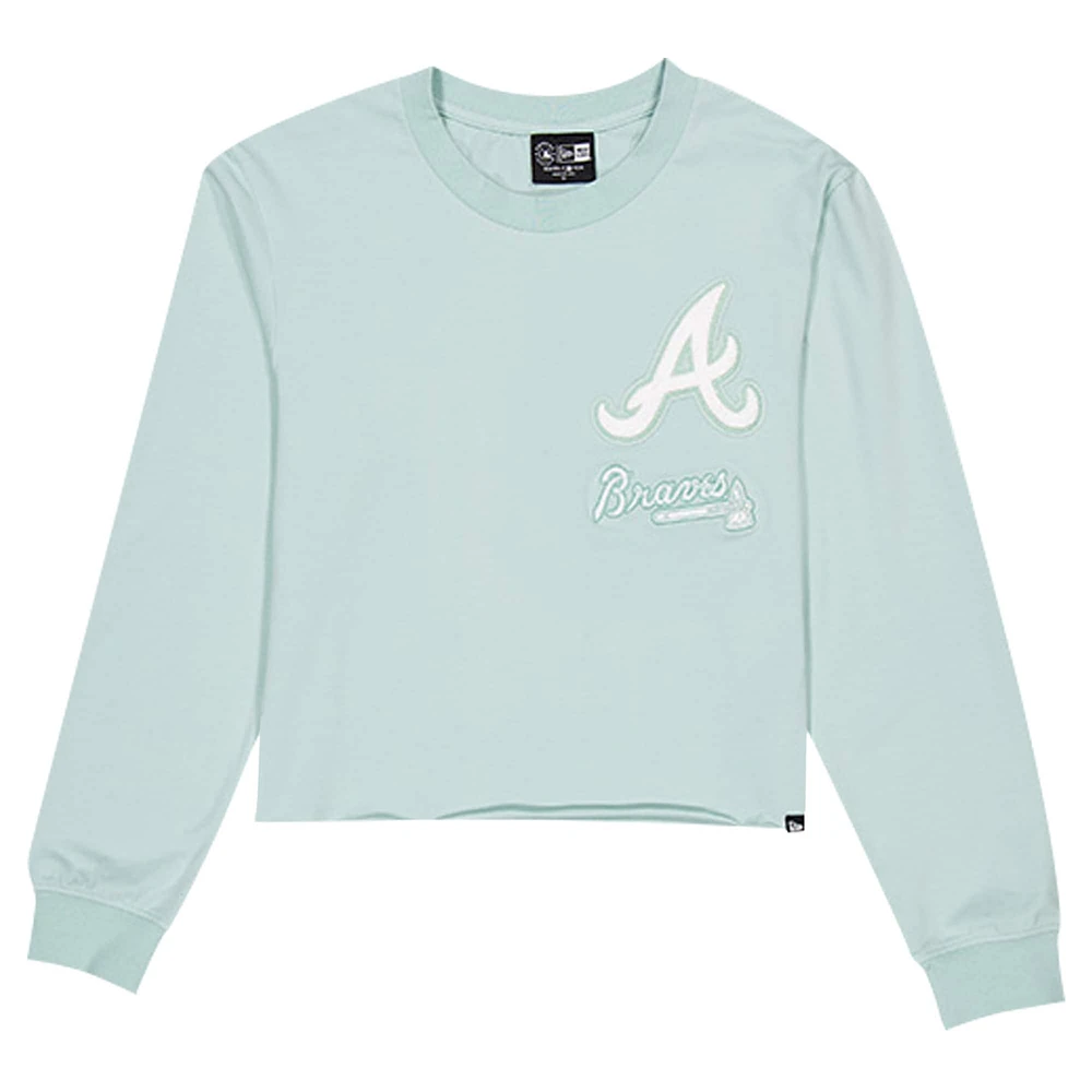 T-shirt court à manches longues avec logo Atlanta Braves Breeze New Era pour femme, menthe