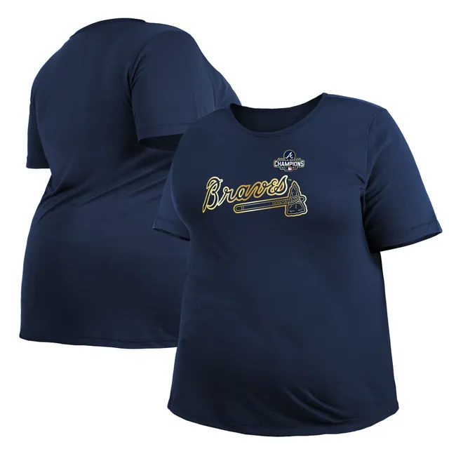 Atlanta Braves Majestic Gold Scoopneck Crop Top Womens Shirt Small