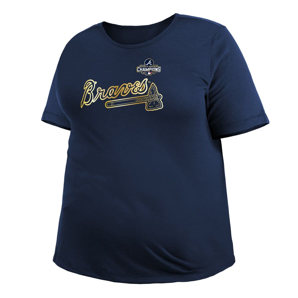 Women's New Era Navy Atlanta Braves 2022 Gold Program Plus T-Shirt