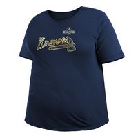 Women's New Era Navy Atlanta Braves 2022 Gold Program Plus T-Shirt