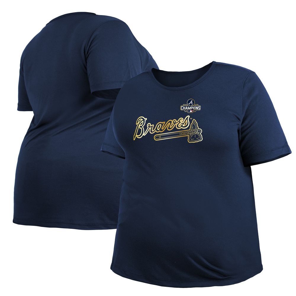 Women's New Era Navy Atlanta Braves 2022 Gold Program Plus T-Shirt