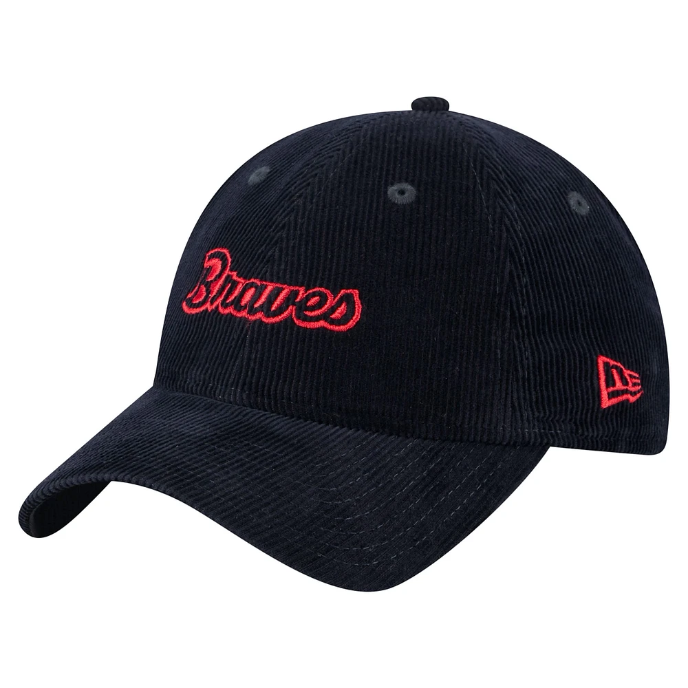 Women's New Era Navy Atlanta Braves Corduroy 9TWENTY Adjustable Hat