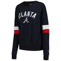 Women's New Era Navy Atlanta Braves Game Day Crew Pullover Sweatshirt