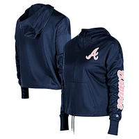 Women's New Era Navy Atlanta Braves Half-Zip Hoodie