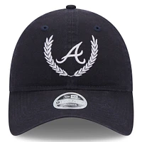 Women's New Era Navy Atlanta Braves Leaves 9TWENTY Adjustable Hat