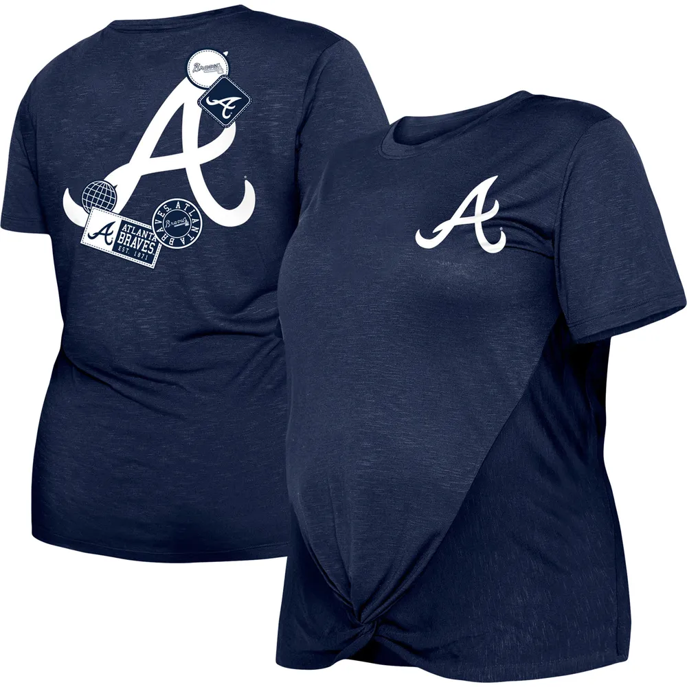 Lids Atlanta Braves New Era Women's Plus Two-Hit Front Knot T-Shirt - Navy