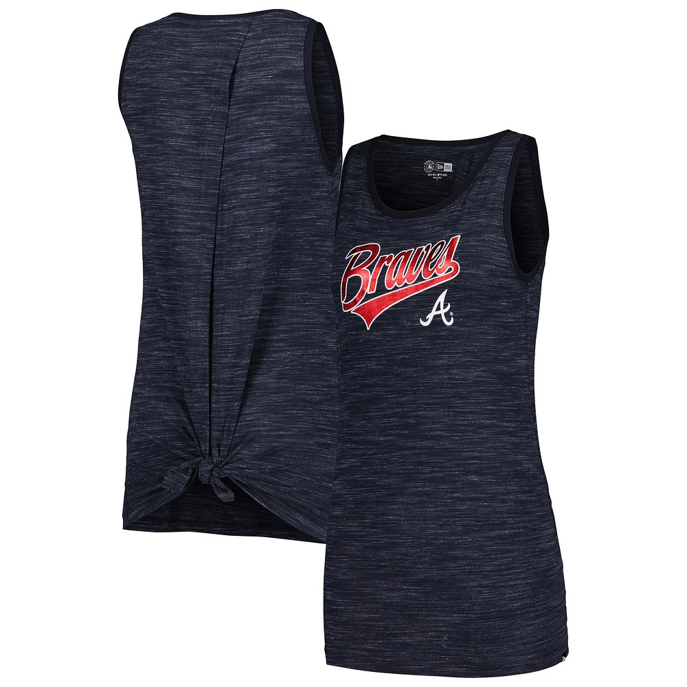 Débardeur bleu marine Atlanta Braves avec nœud dans le dos New Era pour femme