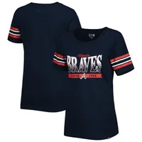 Women's Atlanta Braves White/Navy Plus Size Colorblock T-Shirt