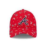 9TWENTY ajustable pour femme New Era Red Atlanta Braves Floral - Casquette