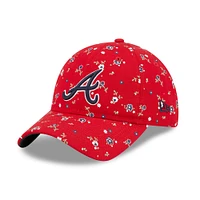 9TWENTY ajustable pour femme New Era Red Atlanta Braves Floral - Casquette