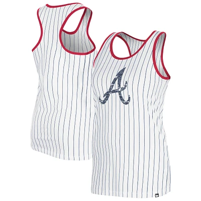 Women's New Era White Atlanta Braves Gameday Pinstripe Tank Top