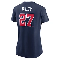 T-shirt Nike Austin Riley bleu marine pour femme avec nom et numéro Fuse des Atlanta Braves