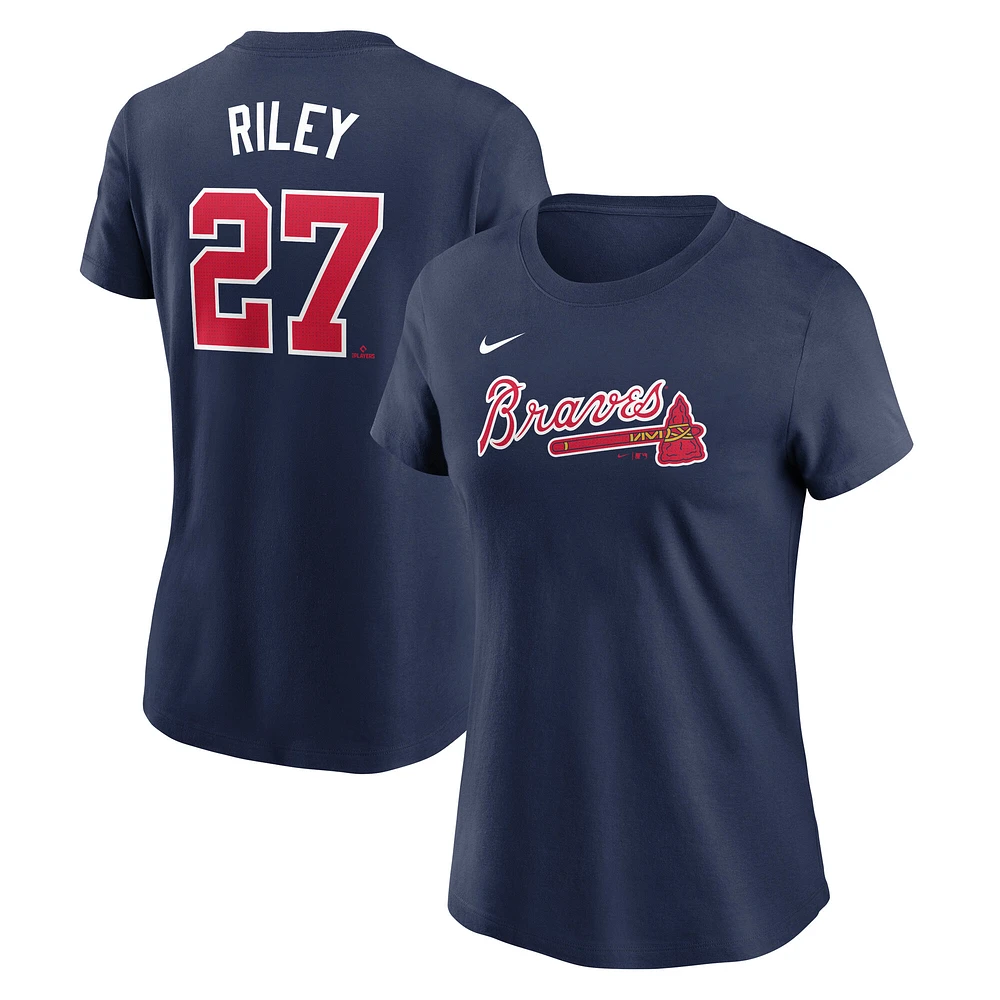 T-shirt Nike Austin Riley bleu marine pour femme avec nom et numéro Fuse des Atlanta Braves