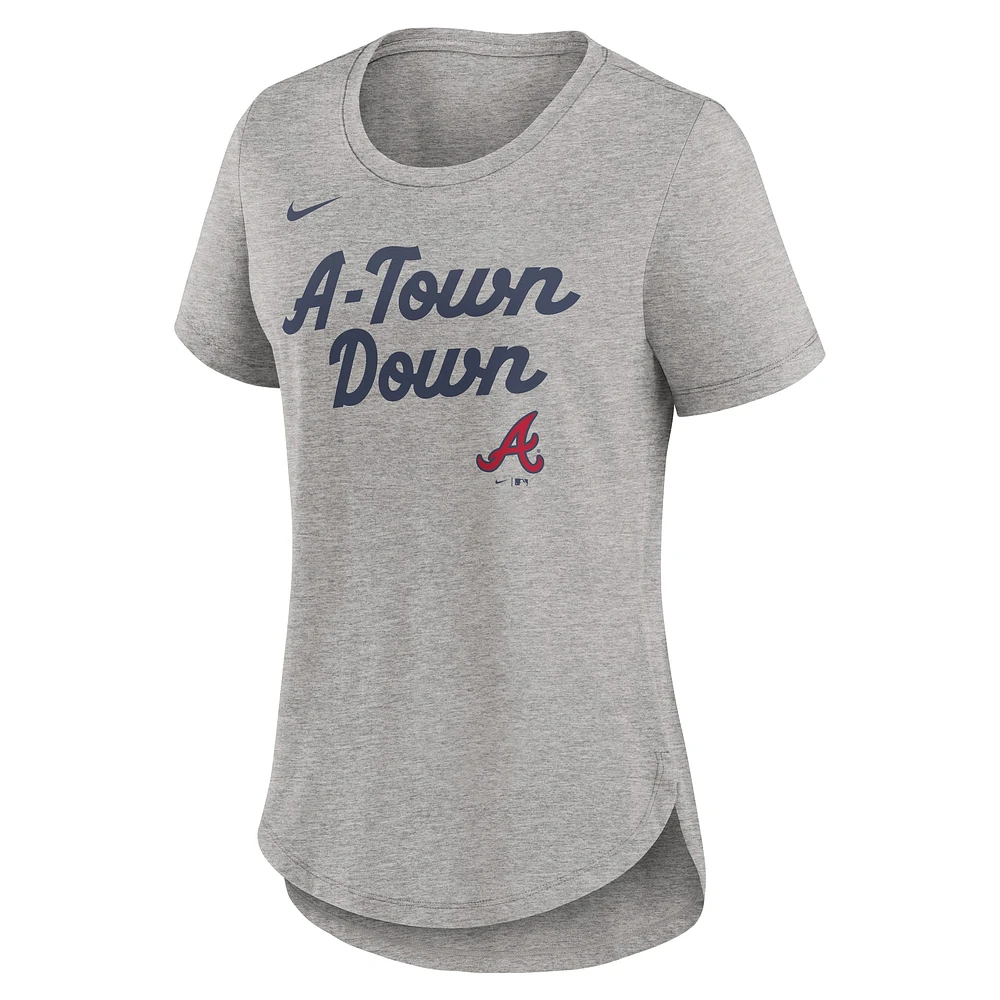 Women's Nike Heather Gray Atlanta Braves Script Tri-Blend T-Shirt