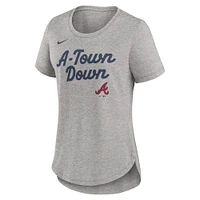 Women's Nike Heather Gray Atlanta Braves Script Tri-Blend T-Shirt