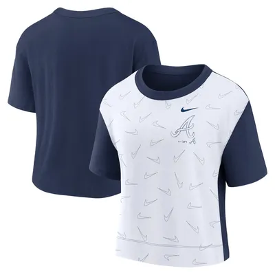 Atlanta Braves Nike Women's Line Up High Hip Fashion T-Shirt - Navy/White