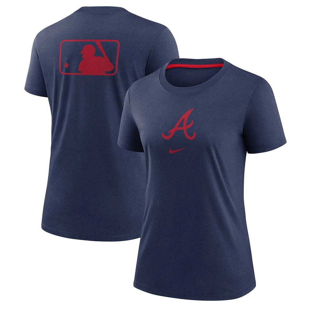 Women's Nike Navy Atlanta Braves Authentic Collection Early Work Tri-Blend T-Shirt